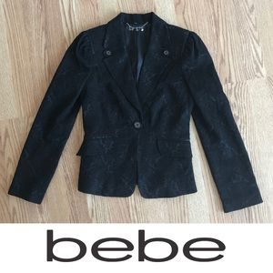 BEBE Black Embroidered Blazer Jacket 2 XS
